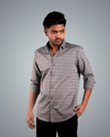 Grey Uneven Stripe Regular Fit Shirt