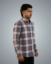Jet Purple Brushed Checks Regular Fit Shirt
