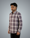 Jet Purple Brushed Checks Regular Fit Shirt