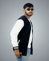 Black Regular Fit Zero Varsity Jacket For Men