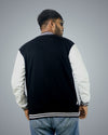 Black Regular Fit Zero Varsity Jacket For Men