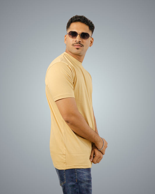 Beige Regular Fit Tshirt For Men