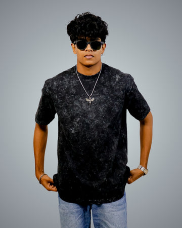 Acid Black Oversized Fit Tshirt For Men