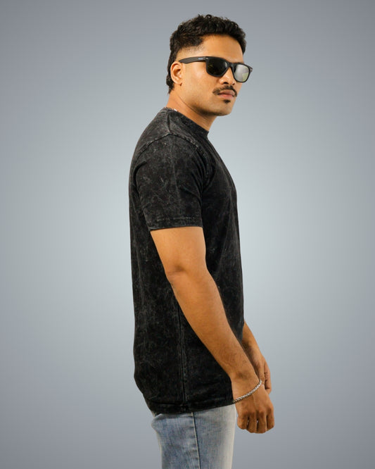Acid Wash - Black Regular Fit Tshirt For Men