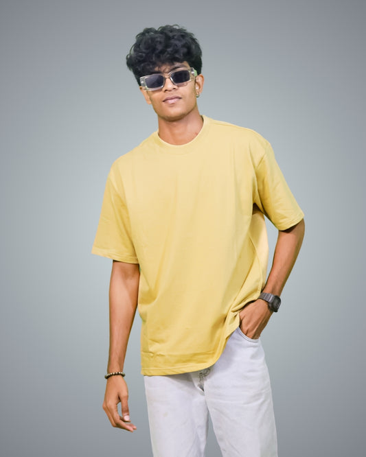 Beige Oversized Fit Tshirt For Men