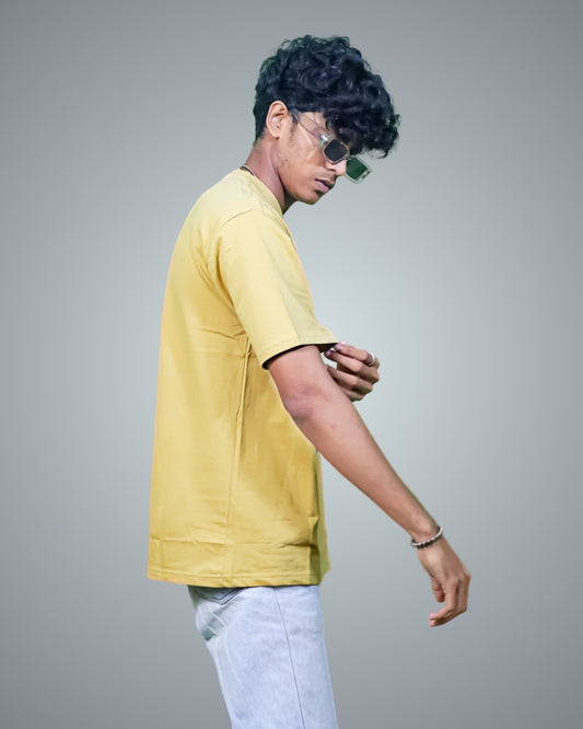 Beige Oversized Fit Tshirt For Men