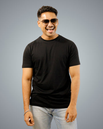 Black Regular Fit Tshirt For Men