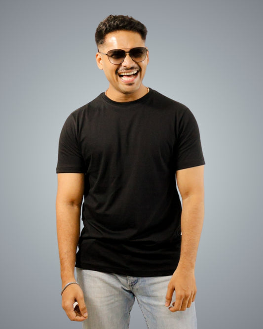 Black Regular Fit Tshirt For Men