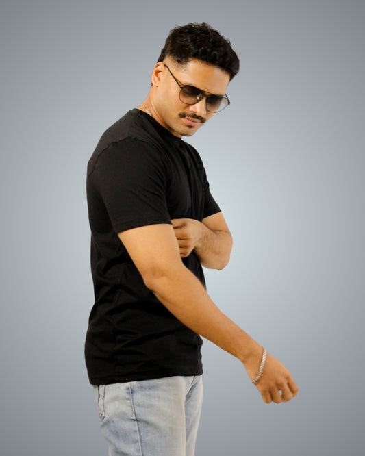Black Regular Fit Tshirt For Men