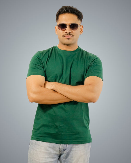 Bottle Green Regular Fit Tshirt For Men