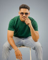 Bottle Green Regular Fit Tshirt For Men