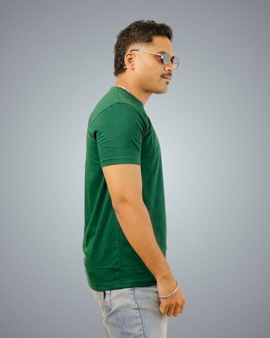 Bottle Green Regular Fit Tshirt For Men