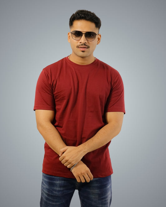 Maroon Regular Fit Tshirt For Men