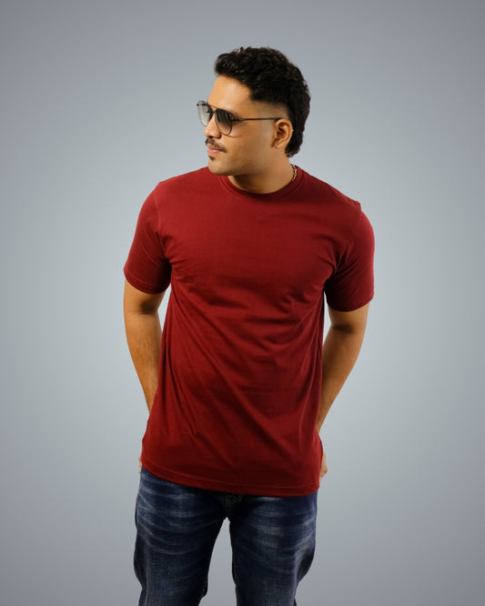 Maroon Regular Fit Tshirt For Men