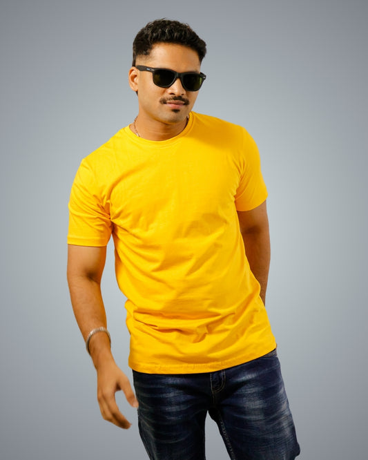 Mustard Yellow Regular Fit Tshirt For Men