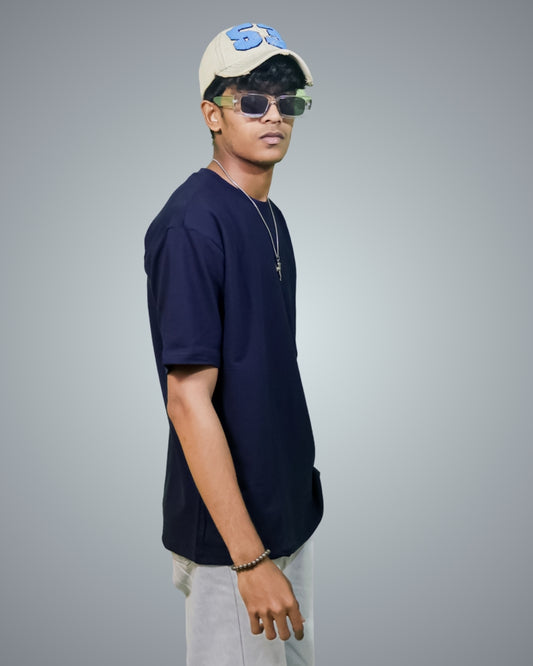Navy Oversized Fit Tshirt For Men