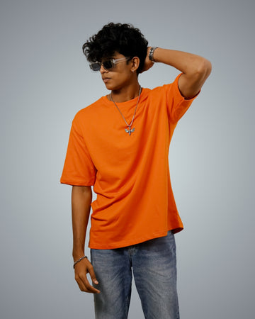Orange Oversized Fit Tshirt For Men