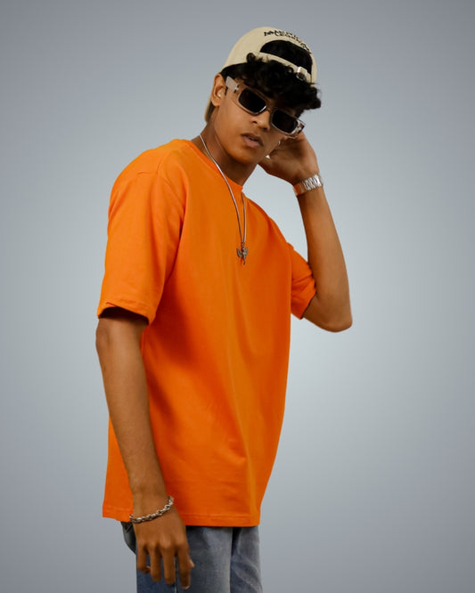 Orange Oversized Fit Tshirt For Men