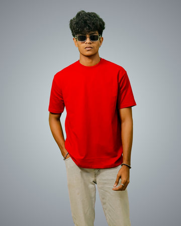 Red Oversized Fit Tshirt For Men