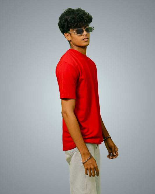 Red Oversized Fit Tshirt For Men