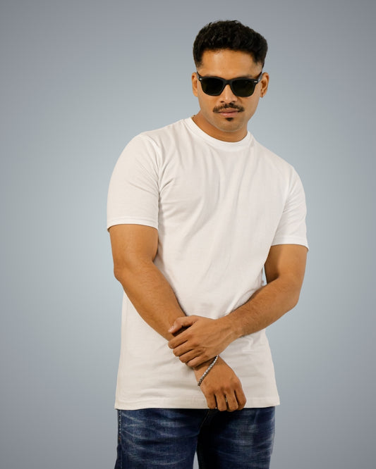 White Regular Fit Tshirt For Men