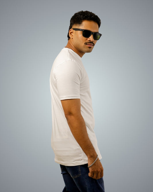 White Regular Fit Tshirt For Men