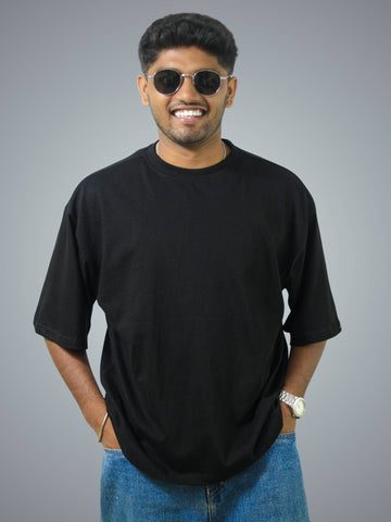 Black Boxy Fit T-Shirt For Men