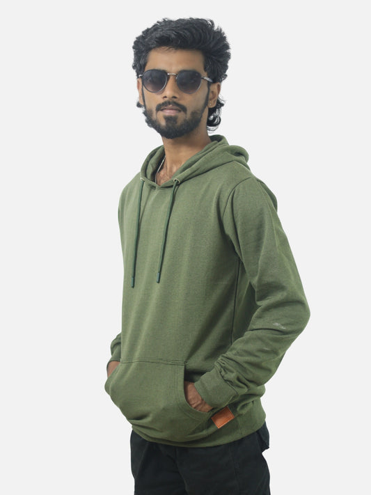 Army Green Regular Fit Zero Hoodie For Men