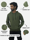Army Green Regular Fit Zero Hoodie For Men