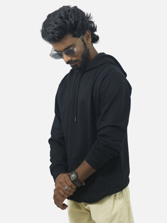 Black Regular Fit Hoodie For Men