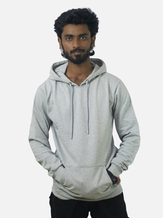 Grey Regular Fit Hoodie For Men