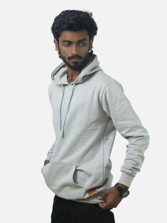 Grey Regular Fit Hoodie For Men