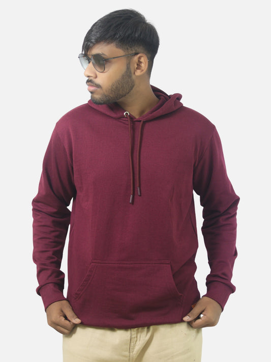 Maroon Regular Fit Hoodie For Men