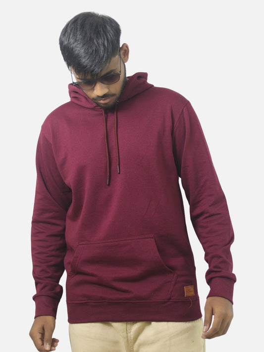 Maroon Regular Fit Hoodie For Men