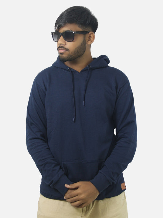 Navy Blue Regular Fit Hoodie For Men