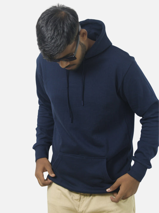 Navy Blue Regular Fit Hoodie For Men