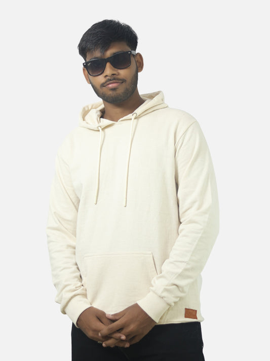 Off White Regular Fit Hoodie For Men