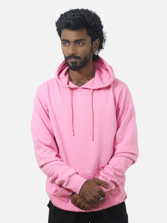 Pink Regular Fit Hoodie For Men
