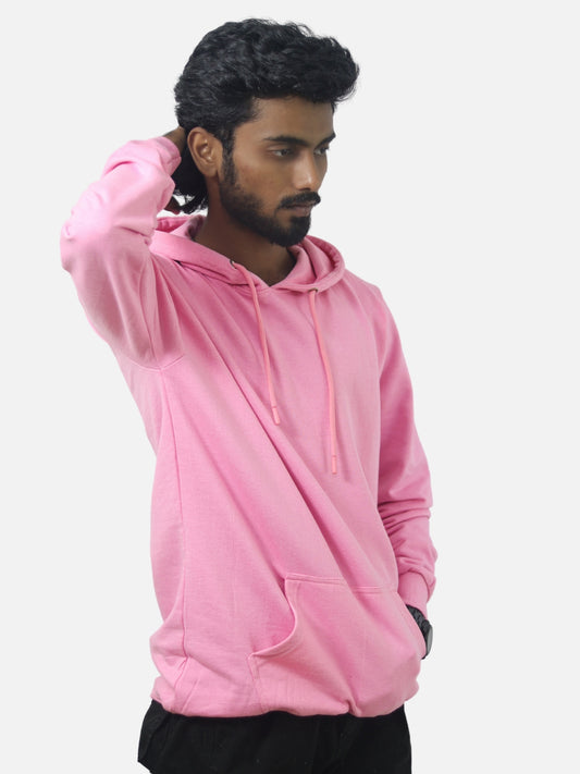 Pink Regular Fit Hoodie For Men