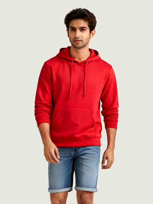 Red Regular Fit Hoodie For Men