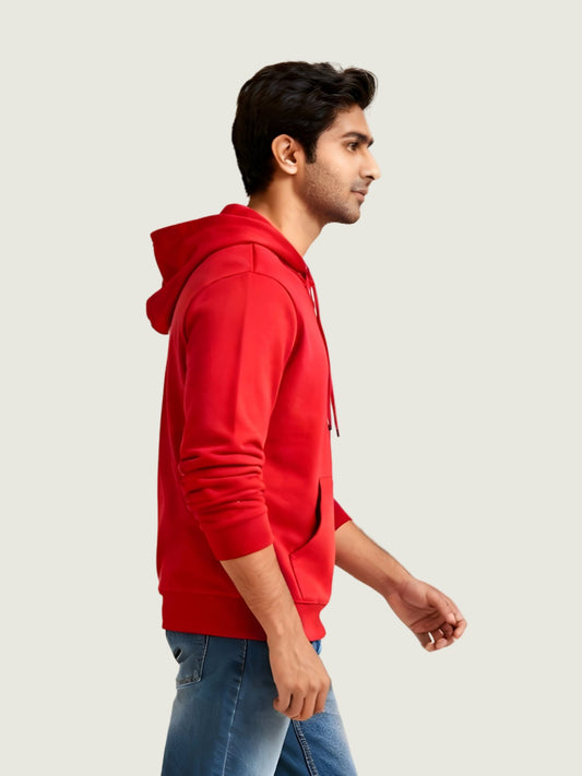 Red Regular Fit Hoodie For Men