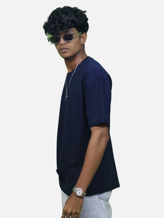 Navy Blue Oversized T-Shirt For Men