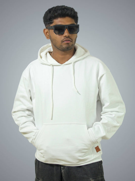 White Oversized Heavy Hoodie For Men