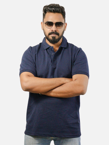 Navy Blue Polo T-Shirt For Men