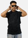 Black Acid Wash Regular Fit T-Shirt For Men