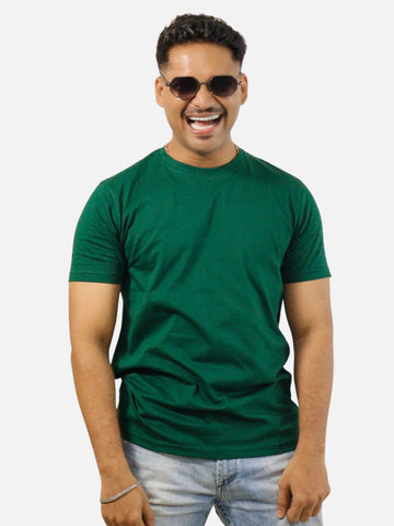 Bottle Green Regular Fit T-Shirt For Men