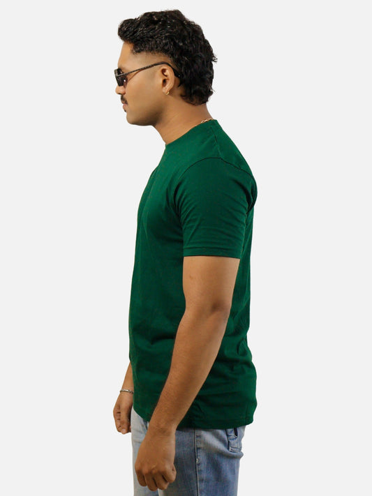 Bottle Green Regular Fit T-Shirt For Men
