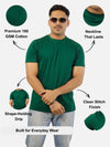Bottle Green Regular Fit T-Shirt For Men