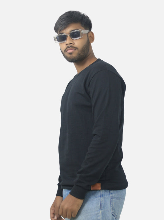 Black Regular Fit Sweatshirt For Men