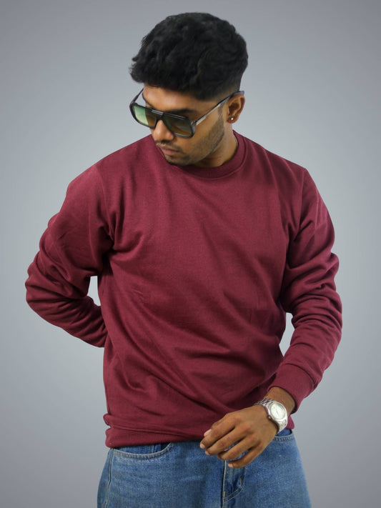 Maroon Regular Fit Sweatshirt For Men